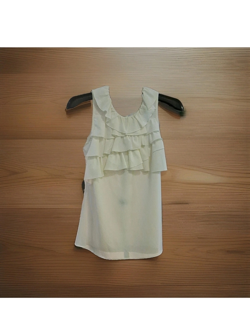 Spense White Ruffle Front Sleeveless Camisole